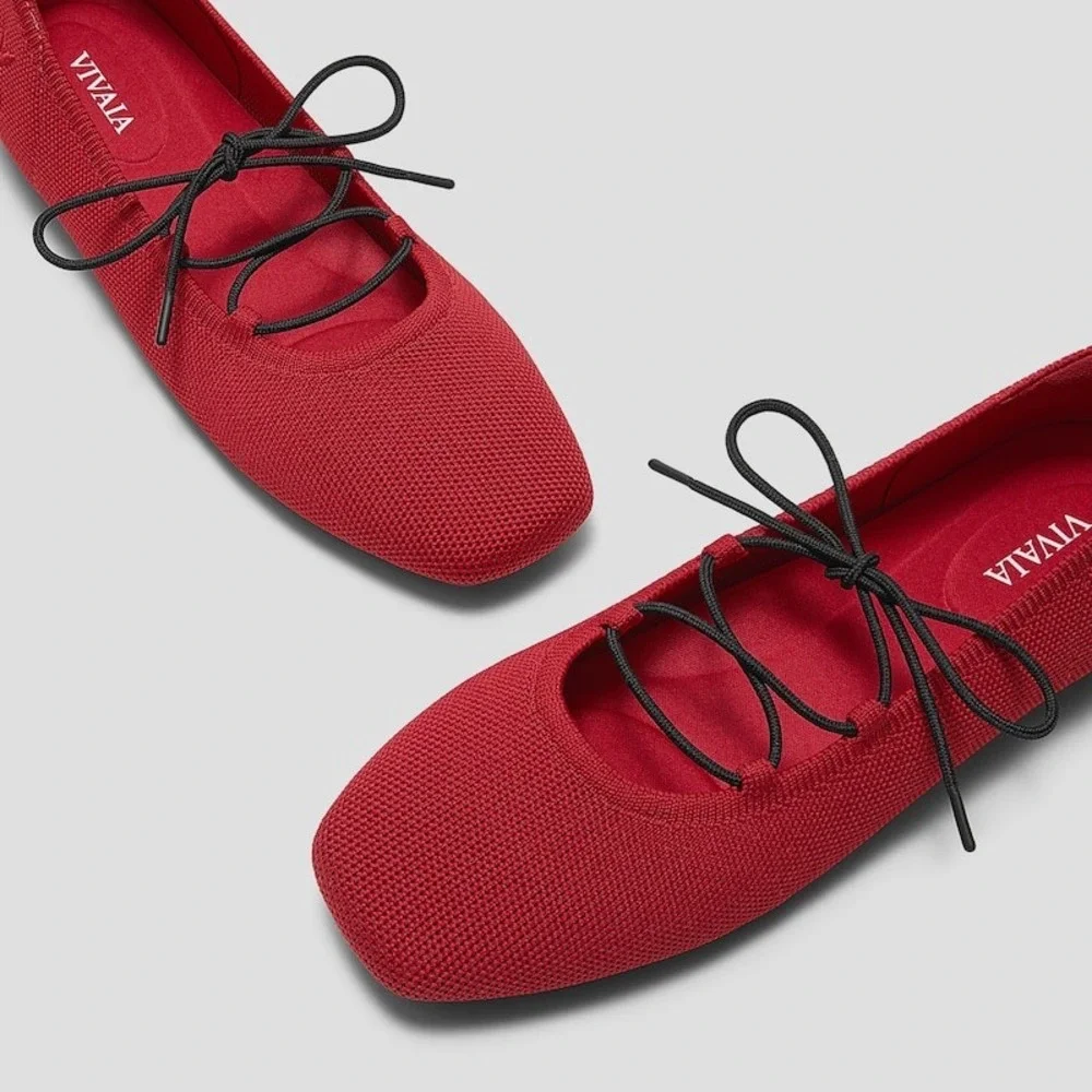 VIVAIA Miley Ruby Red Ballet Flats Women's US 6.5 / EU 37 NIB